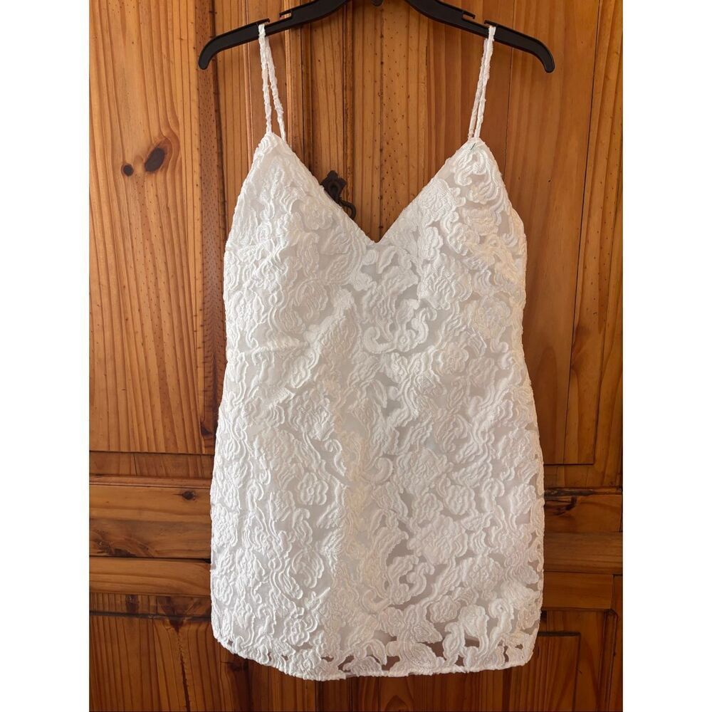 Lulus White Moonlight Moments Jacquard Dress